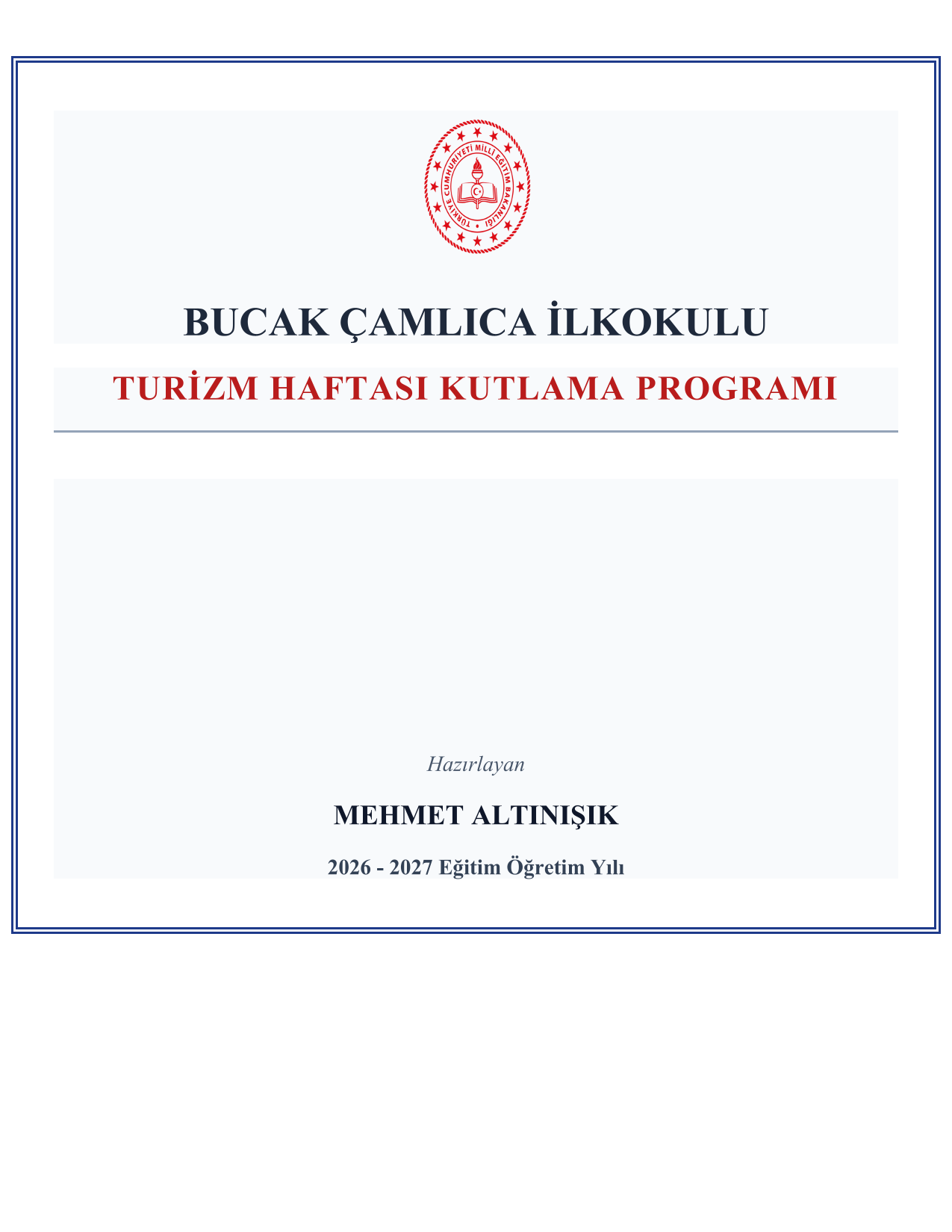 2026-2027 Turizm Haftası Kutlama Programı ve Tüm Evrakları