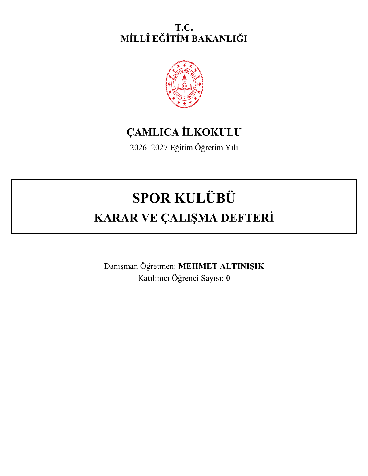 2026-2027 Spor Kulübü Yıllık Plan, İç Tüzük ve Tüm Evraklar