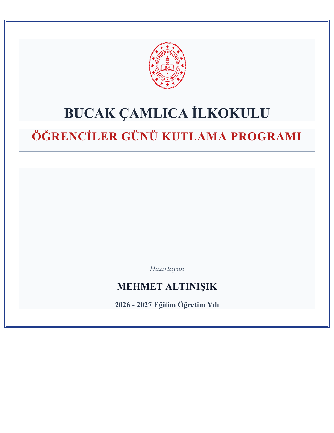 2026-2027 Öğrenciler Günü Kutlama Programı ve Tüm Evrakları