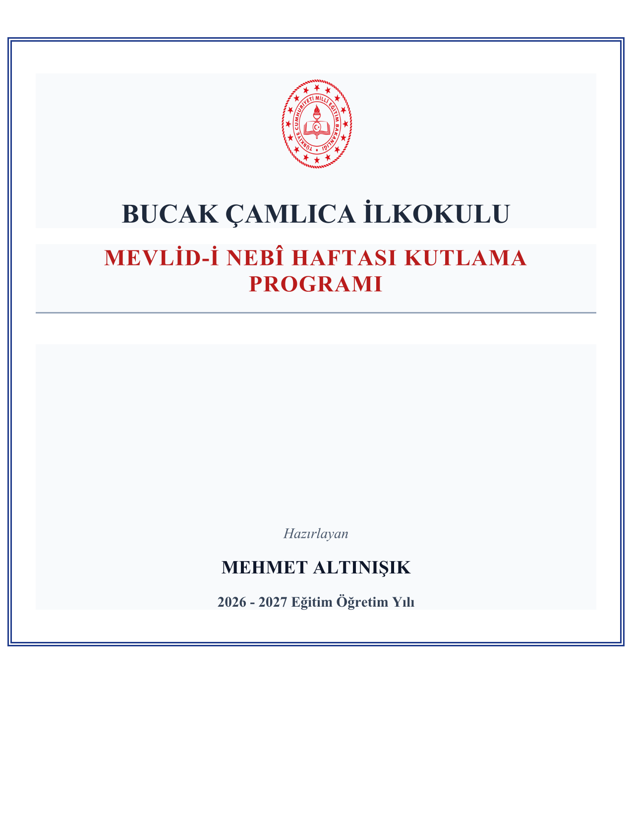 2026-2027 Mevlid-i Nebi Haftası Kutlama Programı ve Tüm Evrakları