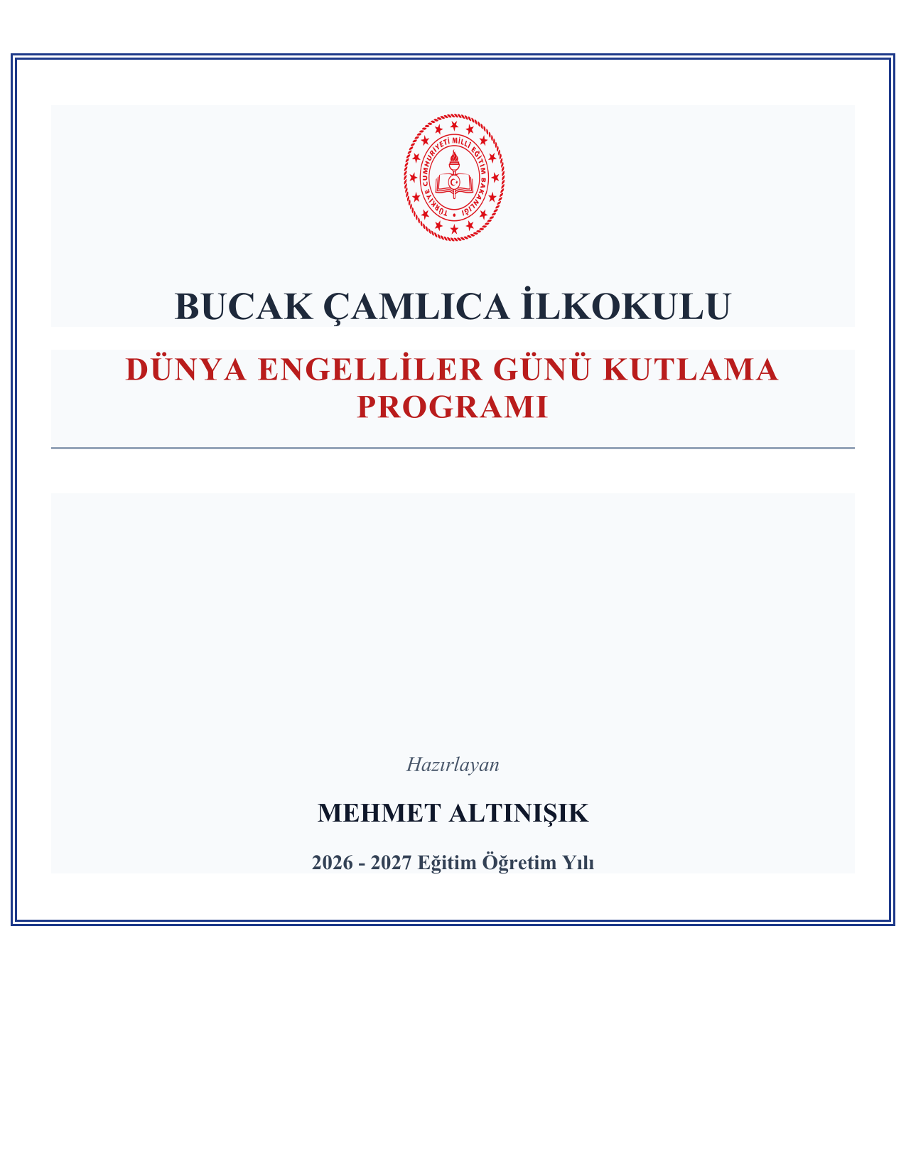2026-2027 Dünya Engelliler Günü Kutlama Programı ve Tüm Evrakları