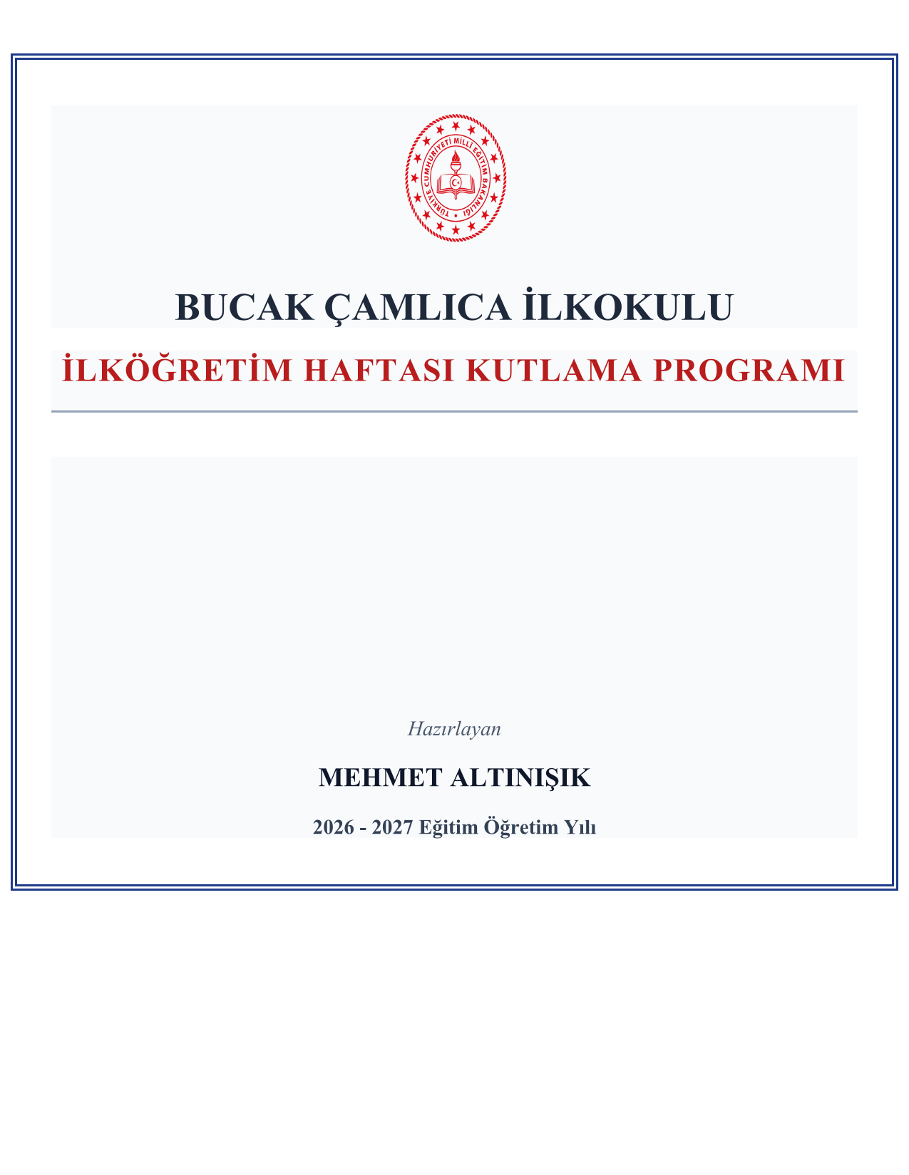 2026-2027 İlköğretim Haftası Kutlama Programı ve Tüm Evrakları