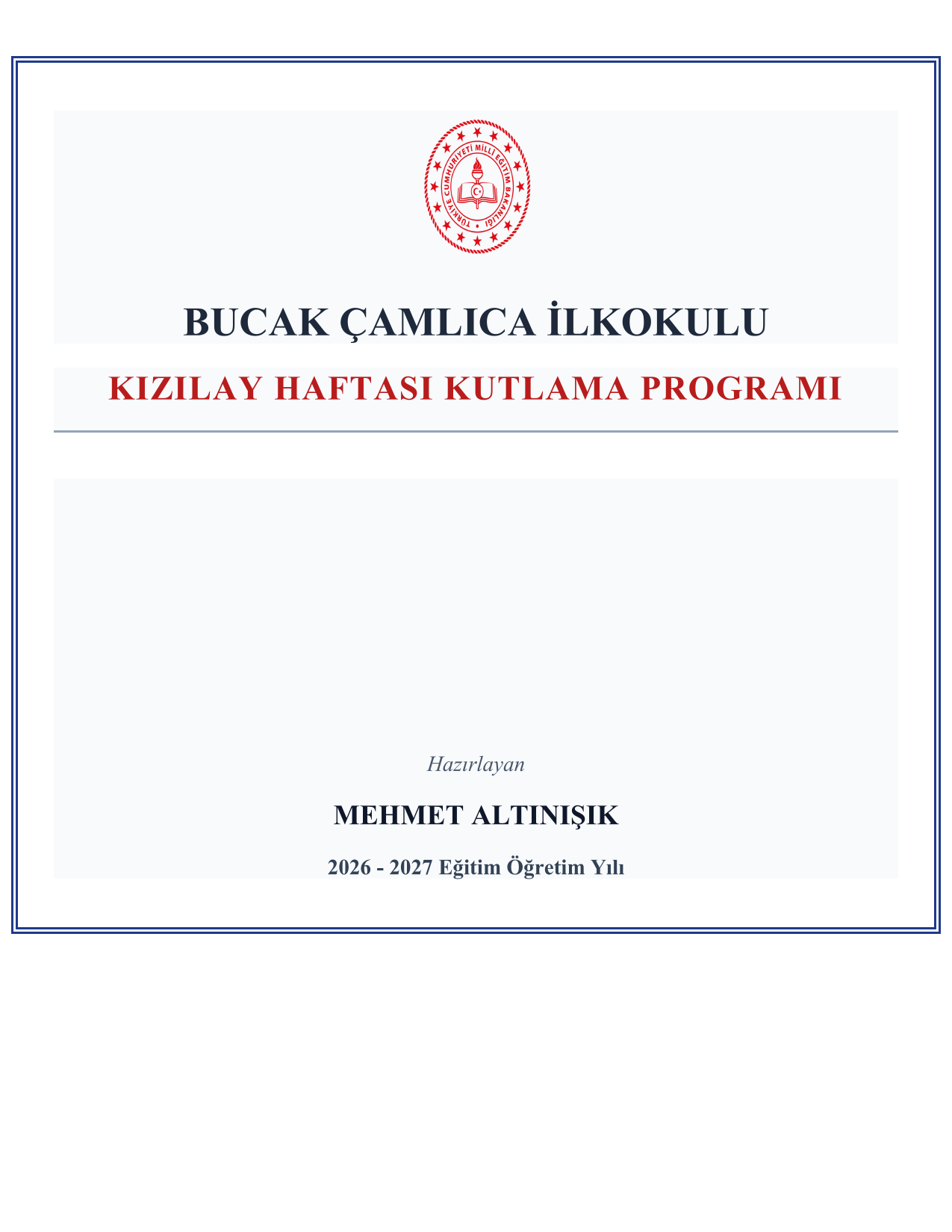 2026-2027 Kızılay Haftası Kutlama Programı ve Tüm Evrakları